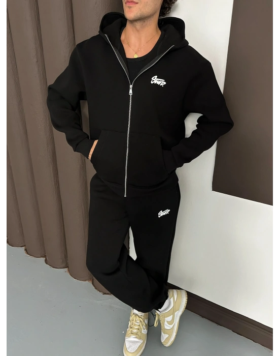 ÖZEL SERİ STW BASKI DETAY OVERSİZE EŞOFMAN TAKIMI SİYAH