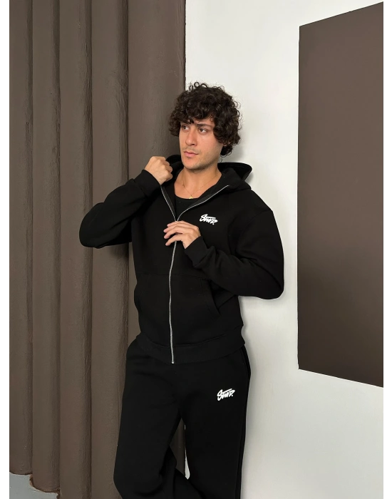 ÖZEL SERİ STW BASKI DETAY OVERSİZE EŞOFMAN TAKIMI SİYAH