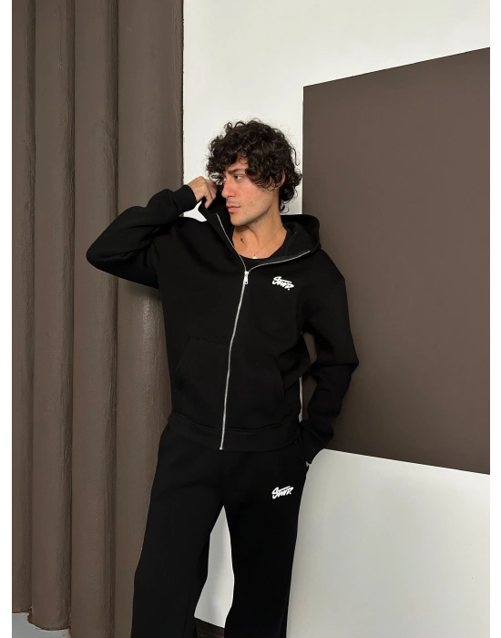 ÖZEL SERİ STW BASKI DETAY OVERSİZE EŞOFMAN TAKIMI SİYAH