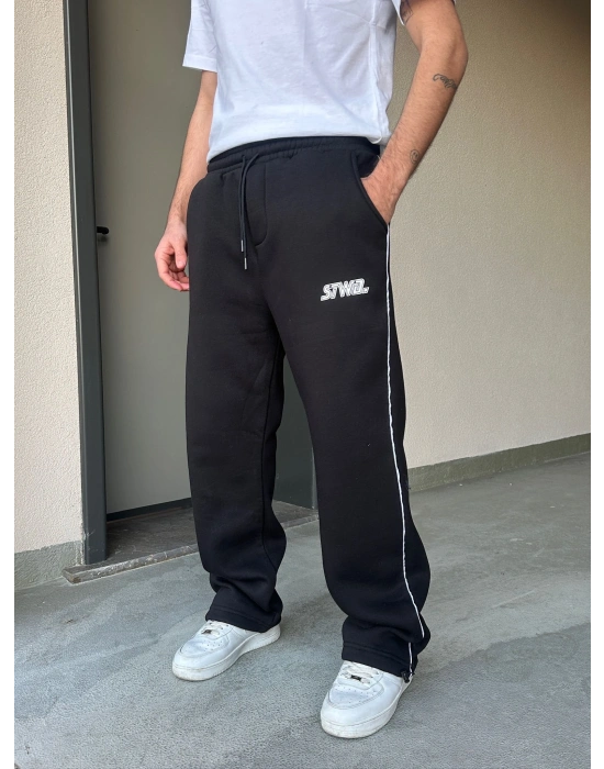 ÖZEL SERİ YAN BİYE PAÇA AYARLANABİLİR BAGGY EŞOFMAN ALTI SİYAH