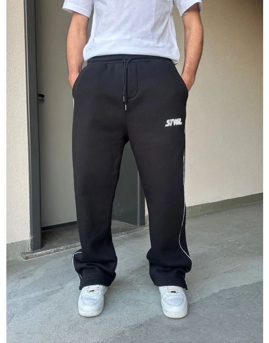 ÖZEL SERİ YAN BİYE PAÇA AYARLANABİLİR BAGGY EŞOFMAN ALTI SİYAH