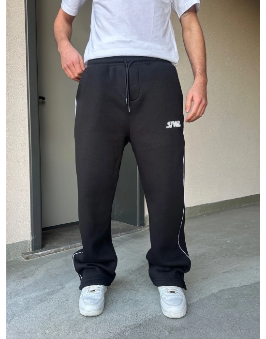 ÖZEL SERİ YAN BİYE PAÇA AYARLANABİLİR BAGGY EŞOFMAN ALTI SİYAH