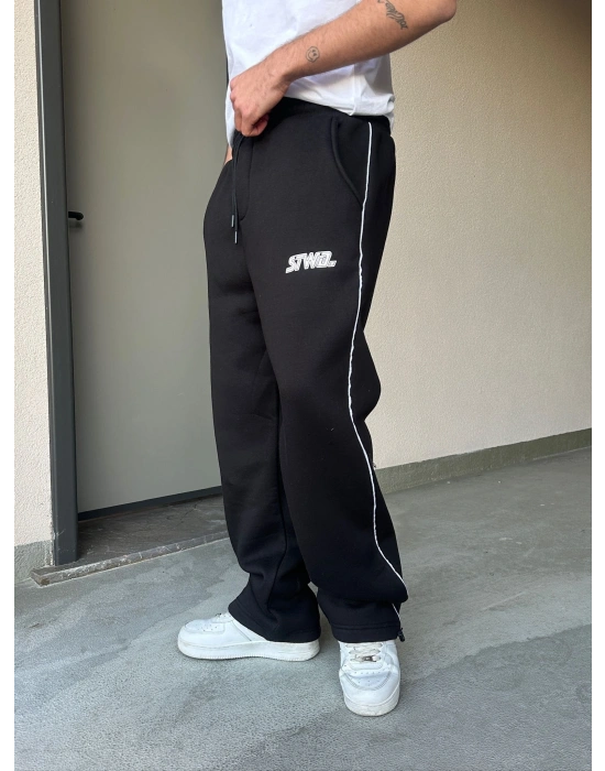 ÖZEL SERİ YAN BİYE PAÇA AYARLANABİLİR BAGGY EŞOFMAN ALTI SİYAH