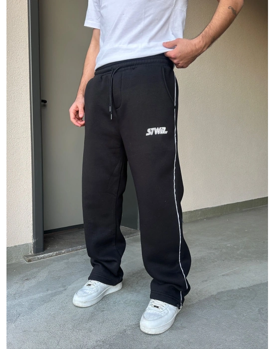 ÖZEL SERİ YAN BİYE PAÇA AYARLANABİLİR BAGGY EŞOFMAN ALTI SİYAH