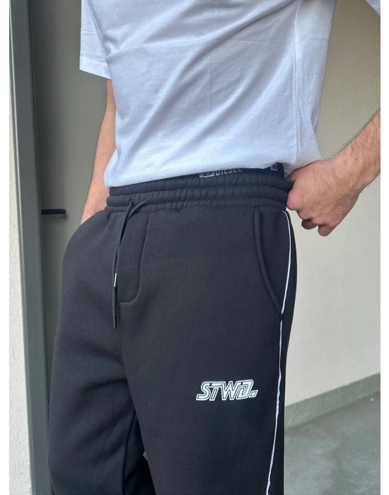 ÖZEL SERİ YAN BİYE PAÇA AYARLANABİLİR BAGGY EŞOFMAN ALTI SİYAH