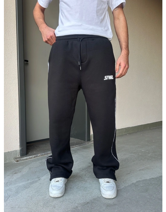 ÖZEL SERİ YAN BİYE PAÇA AYARLANABİLİR BAGGY EŞOFMAN ALTI SİYAH