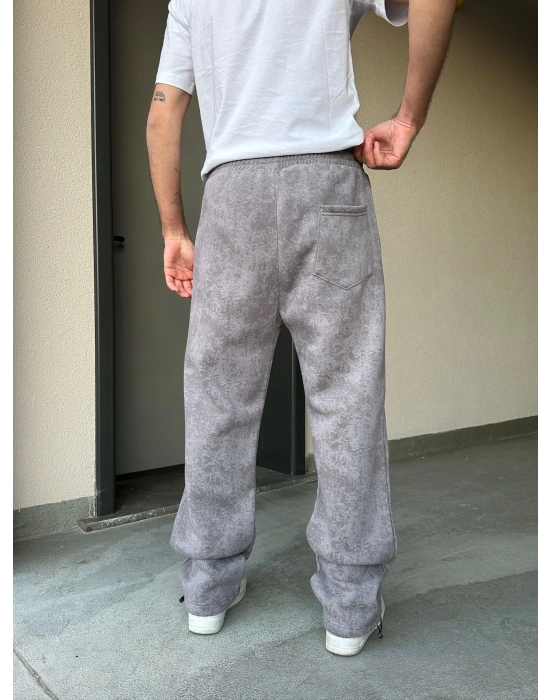 ÖZEL SERİ YIKAMALI KÜÇÜK BASKI PAÇA AYARLANABİLİR BAGGY EŞOFMAN ALTI GRİ