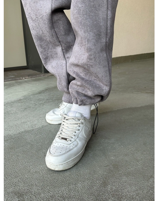 ÖZEL SERİ YIKAMALI KÜÇÜK BASKI PAÇA AYARLANABİLİR BAGGY EŞOFMAN ALTI GRİ