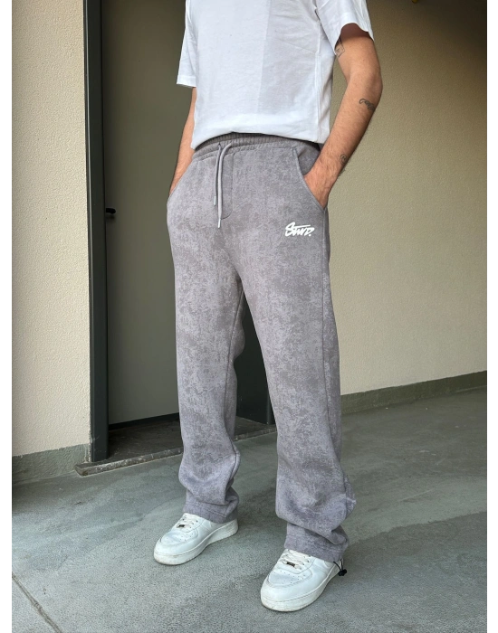 ÖZEL SERİ YIKAMALI KÜÇÜK BASKI PAÇA AYARLANABİLİR BAGGY EŞOFMAN ALTI GRİ