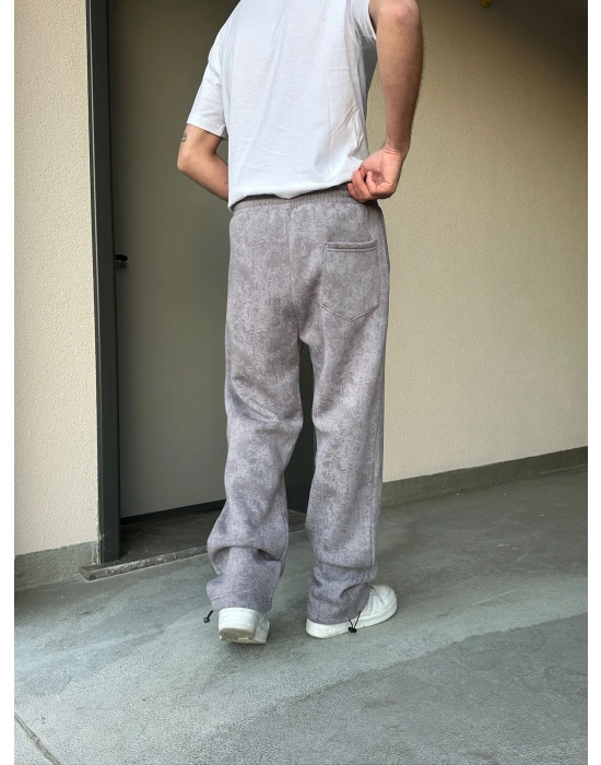 ÖZEL SERİ YIKAMALI KÜÇÜK BASKI PAÇA AYARLANABİLİR BAGGY EŞOFMAN ALTI GRİ