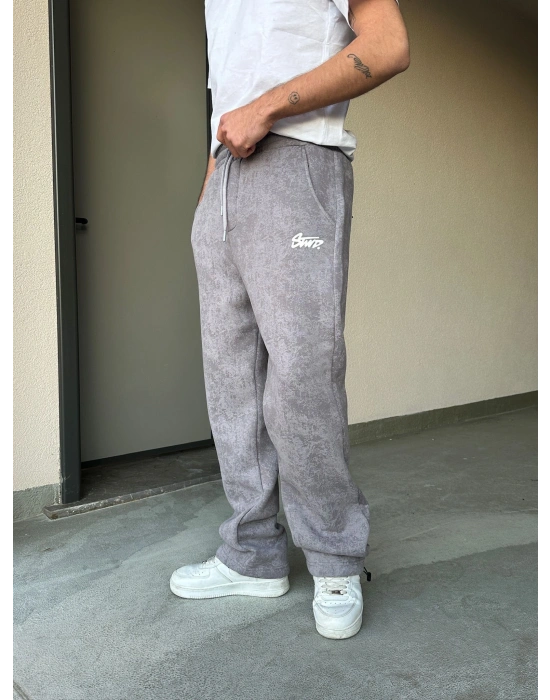 ÖZEL SERİ YIKAMALI KÜÇÜK BASKI PAÇA AYARLANABİLİR BAGGY EŞOFMAN ALTI GRİ