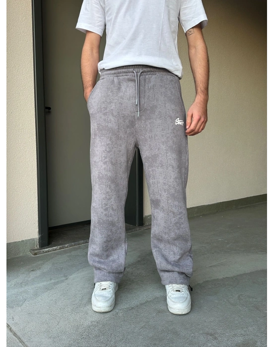 ÖZEL SERİ YIKAMALI KÜÇÜK BASKI PAÇA AYARLANABİLİR BAGGY EŞOFMAN ALTI GRİ