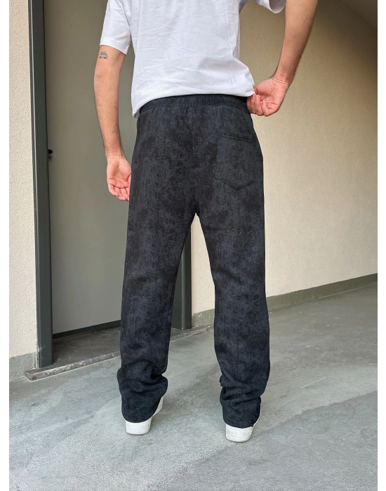 ÖZEL SERİ YIKAMALI KÜÇÜK BASKI PAÇA AYARLANABİLİR BAGGY EŞOFMAN ALTI SİYAH