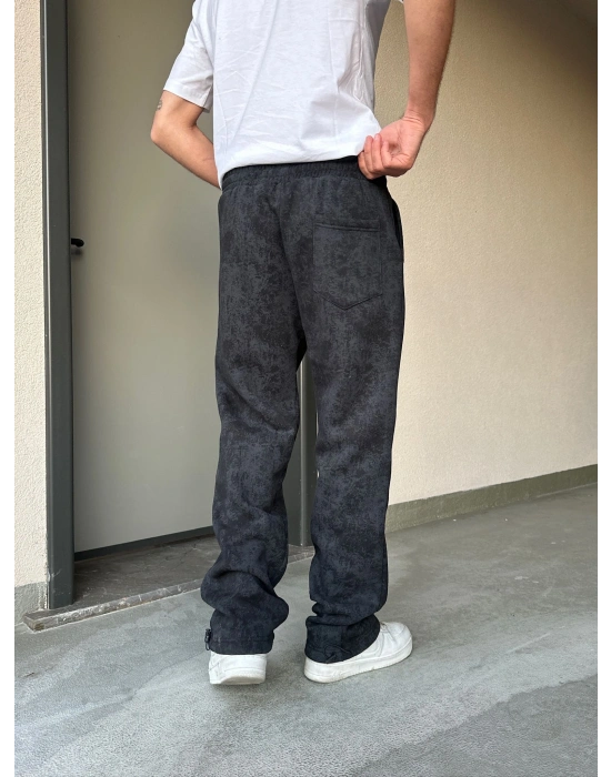 ÖZEL SERİ YIKAMALI KÜÇÜK BASKI PAÇA AYARLANABİLİR BAGGY EŞOFMAN ALTI SİYAH