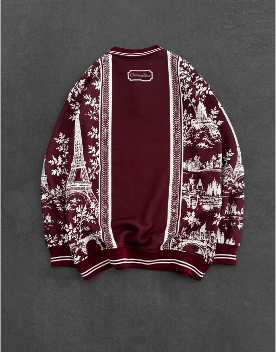 PARİS DİO NAKIŞ 3 İPLİK PAMUKLU YAKALI SWEAT BORDO