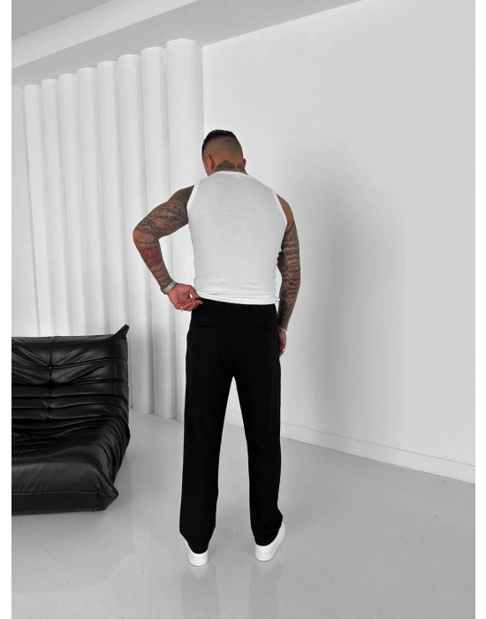 PİLELİ BAGGY SİYAH PANTOLON