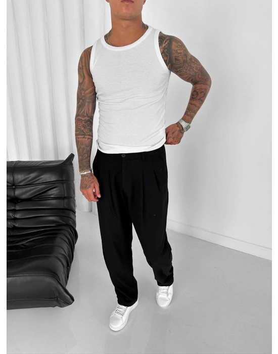 PİLELİ BAGGY SİYAH PANTOLON