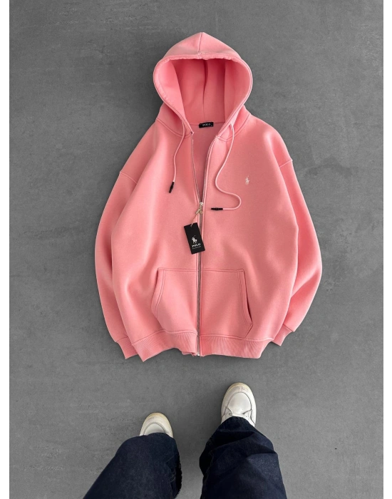 PLO 3 İPLİK PAMUKLU HIRKA PEMBE