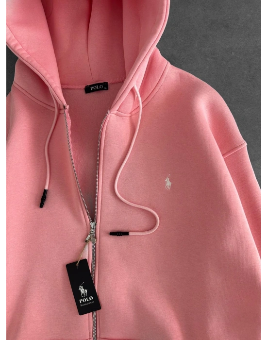 PLO 3 İPLİK PAMUKLU HIRKA PEMBE