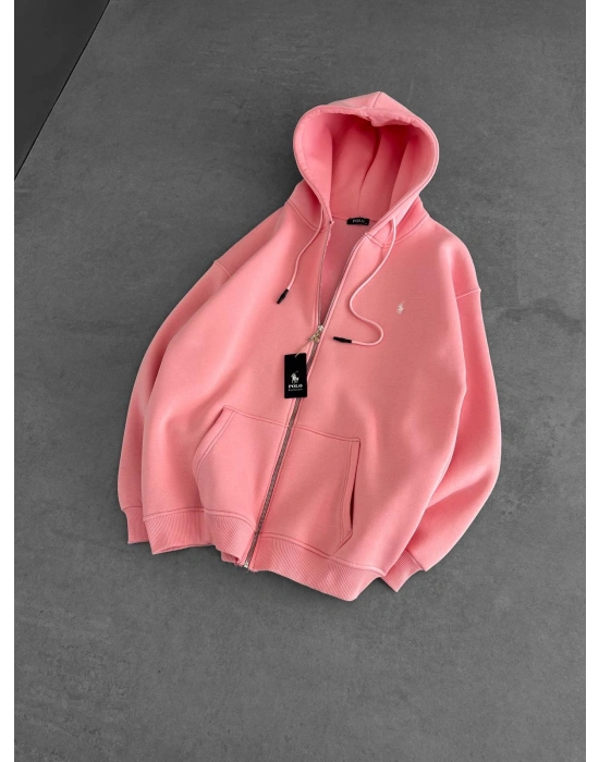 PLO 3 İPLİK PAMUKLU HIRKA PEMBE