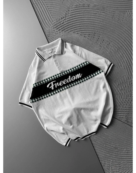 POLO YAKA FREEDOM TRIKO OVERSIZE TSHIRT BEYAZ