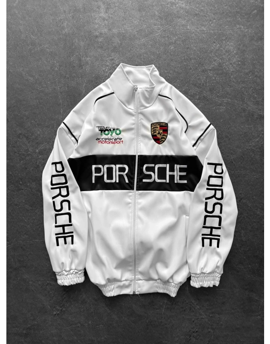 PORCH OVERSİZE DERİ CEKET BEYAZ