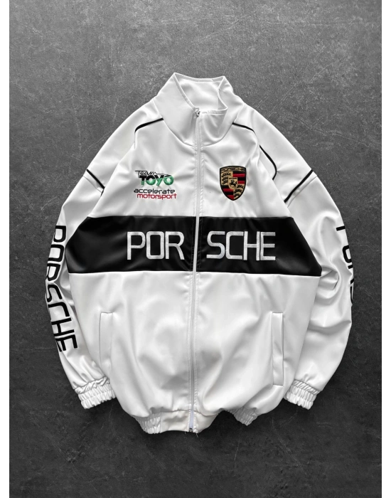 PORCH OVERSİZE DERİ CEKET BEYAZ