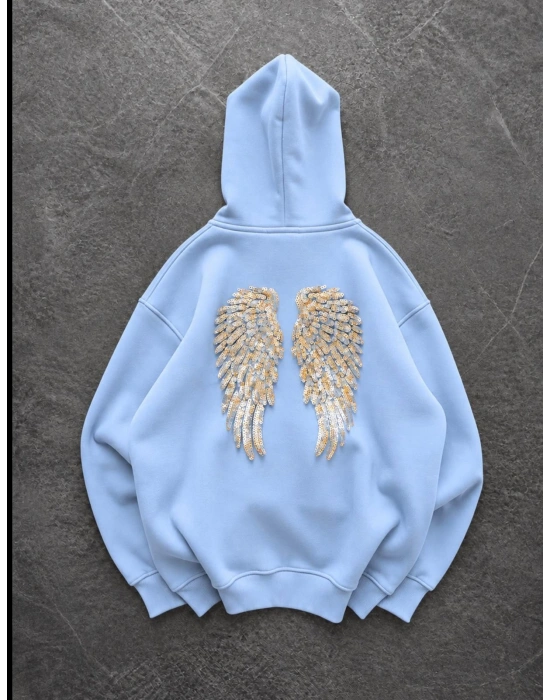 PULLU KANAT 3 İPLİK PAMUKLU KUMAŞ SWEAT BEBEMAVİ