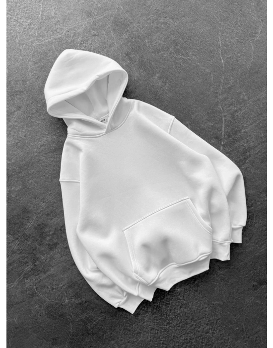 PULLU KANAT 3 İPLİK PAMUKLU KUMAŞ SWEAT BEYAZ
