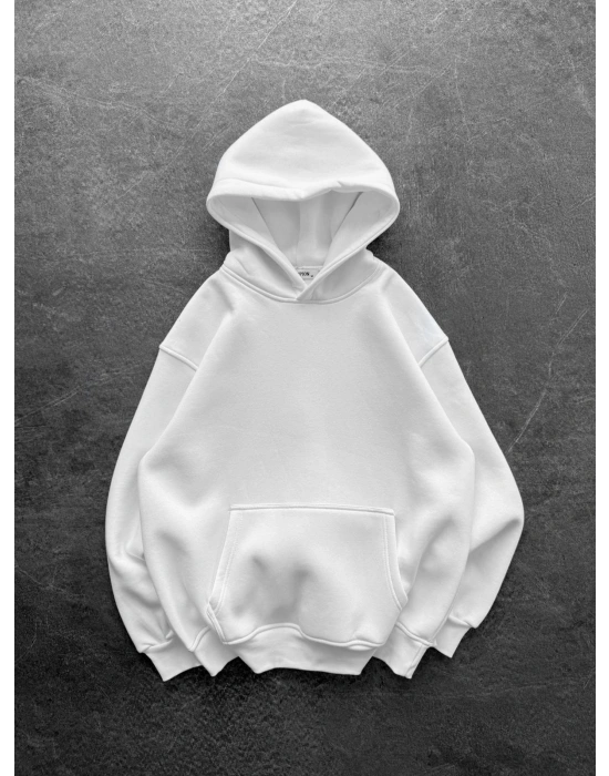 PULLU KANAT 3 İPLİK PAMUKLU KUMAŞ SWEAT BEYAZ