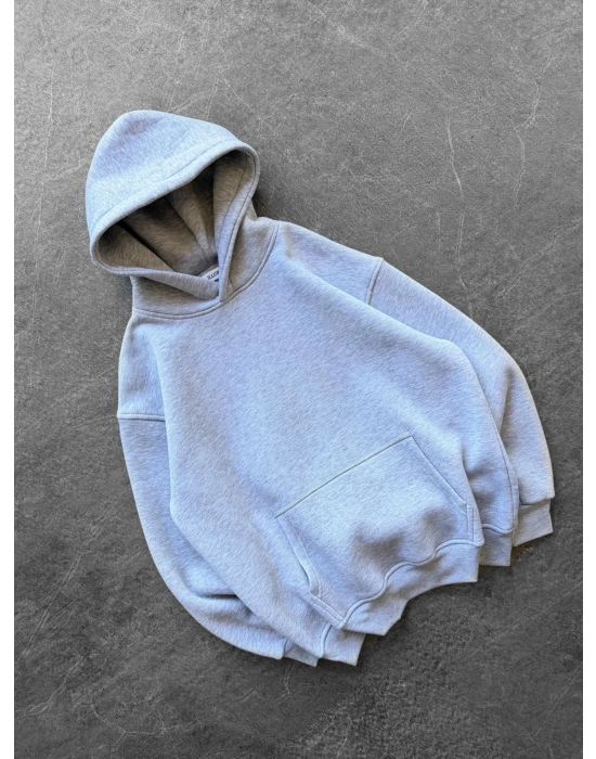 PULLU KANAT 3 İPLİK PAMUKLU KUMAŞ SWEAT GRİ
