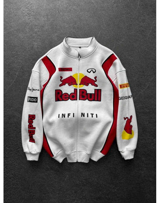 RB FULL BASKI OVERSİZE HIRKA BEYAZ