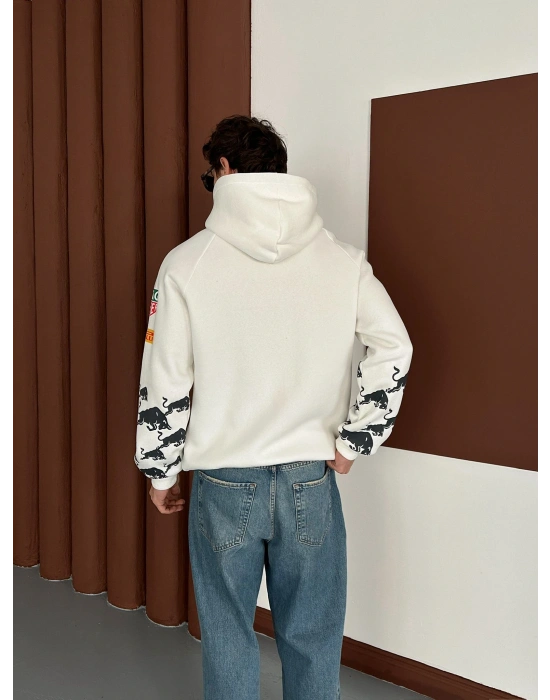 REDBULL OVERSİZE FULL BASKI HIRKA BEYAZ