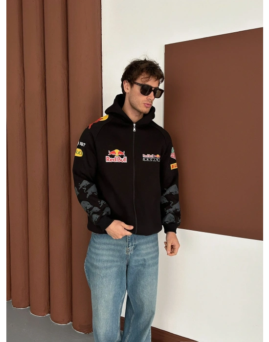 REDBULL OVERSİZE FULL BASKI HIRKA SİYAH