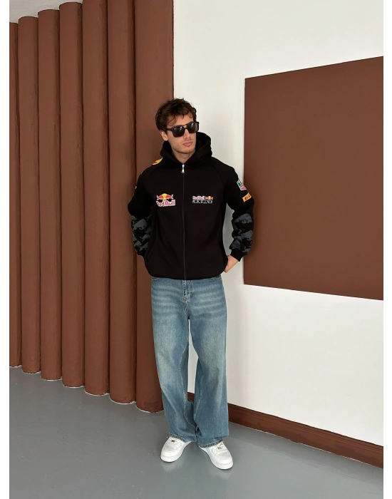 REDBULL OVERSİZE FULL BASKI HIRKA SİYAH