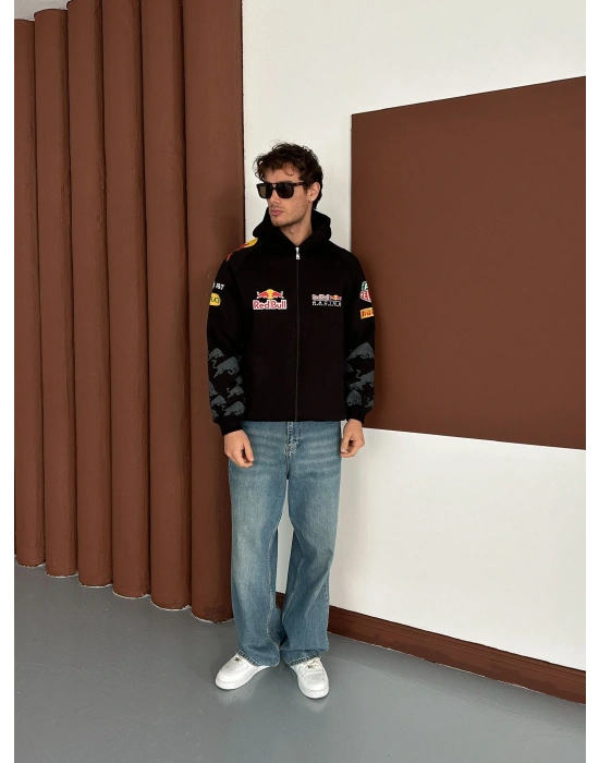 REDBULL OVERSİZE FULL BASKI HIRKA SİYAH