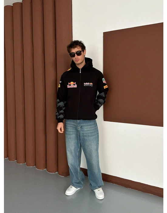 REDBULL OVERSİZE FULL BASKI HIRKA SİYAH