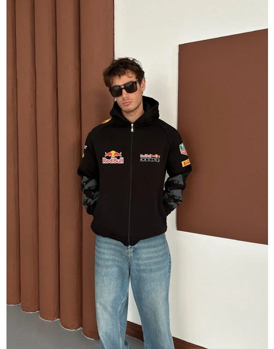 REDBULL OVERSİZE FULL BASKI HIRKA SİYAH