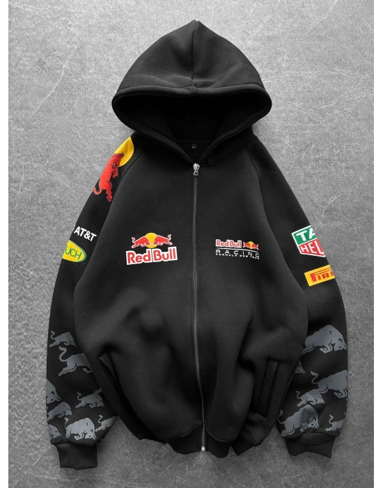 REDBULL OVERSİZE FULL BASKI HIRKA SİYAH