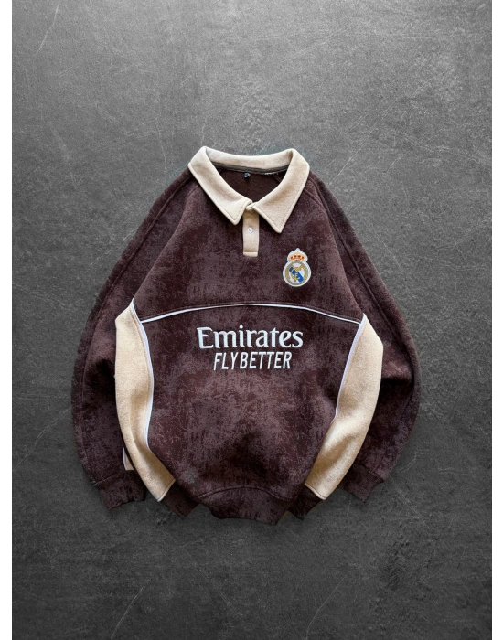 RM YIKAMA 3 İPLİK POLO YAKA SWEAT KAHVE