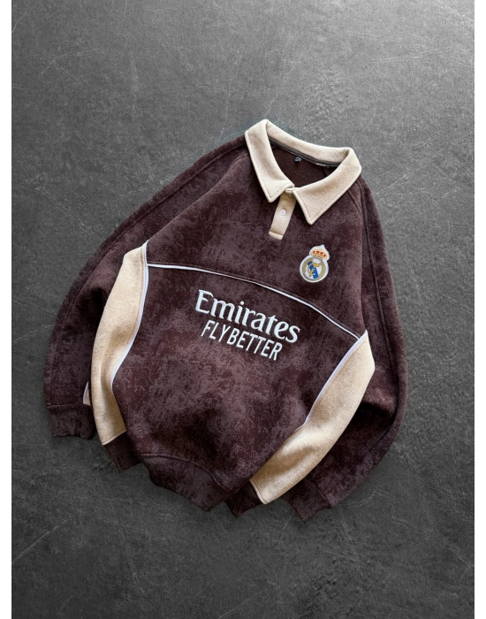 RM YIKAMA 3 İPLİK POLO YAKA SWEAT KAHVE