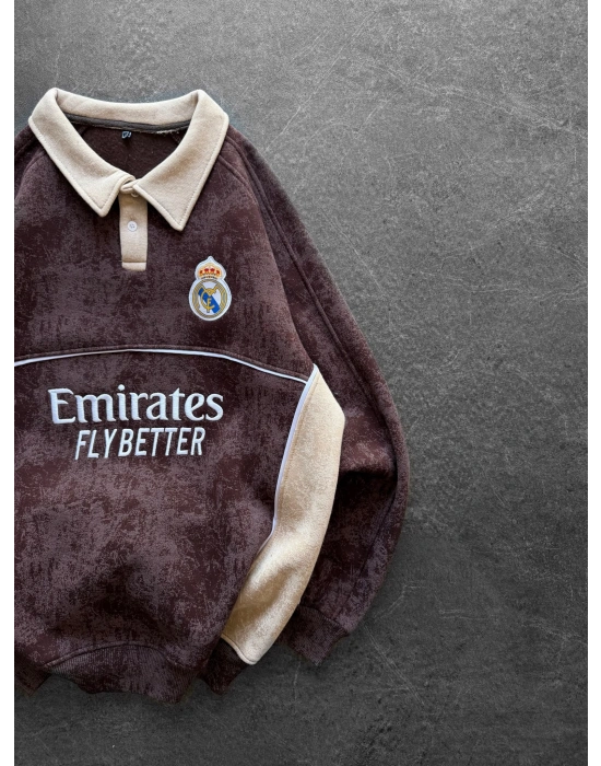 RM YIKAMA 3 İPLİK POLO YAKA SWEAT KAHVE