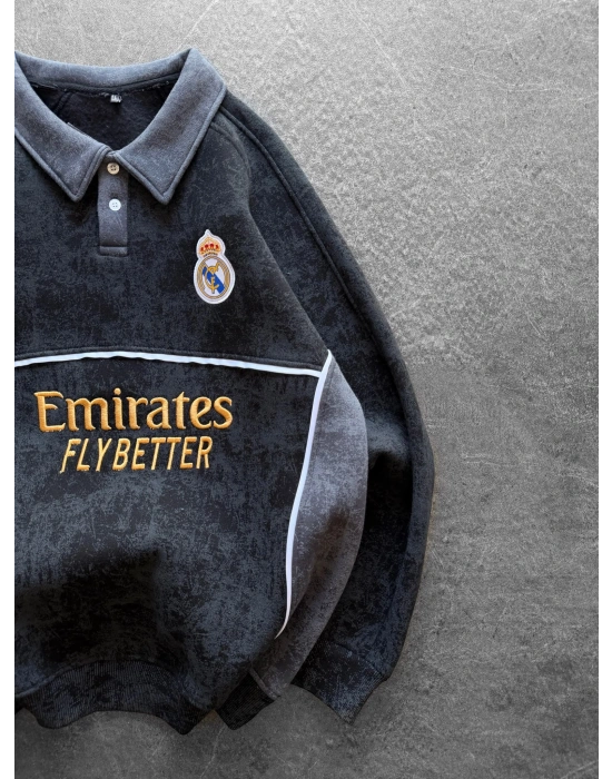 RM YIKAMA 3 İPLİK POLO YAKA SWEAT SİYAH