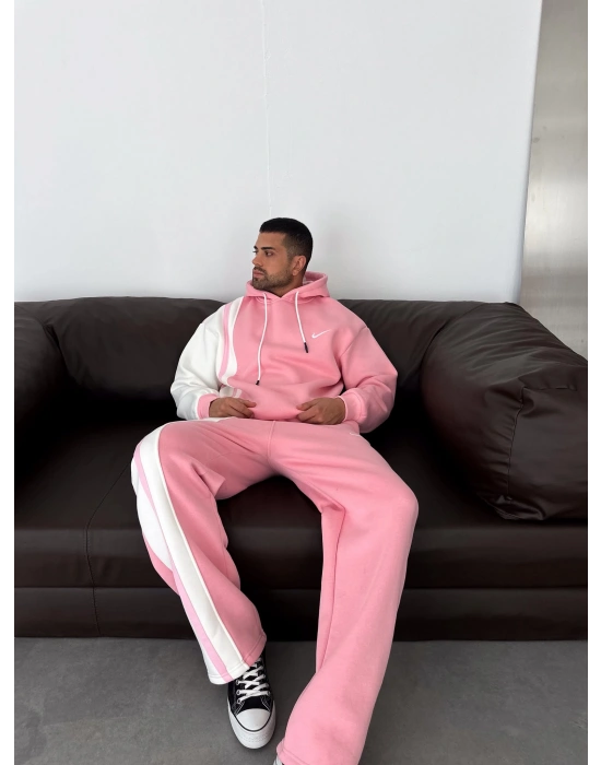 SERİT NK OVERSİZE 3 İPLİK PAMUKLU TAKIM PEMBE