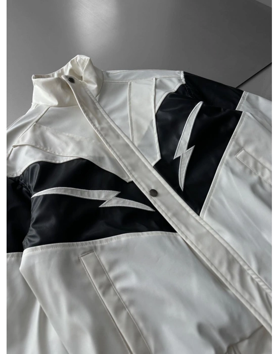 ŞİMŞEK OVERSİZE DERİ CEKET BEYAZ