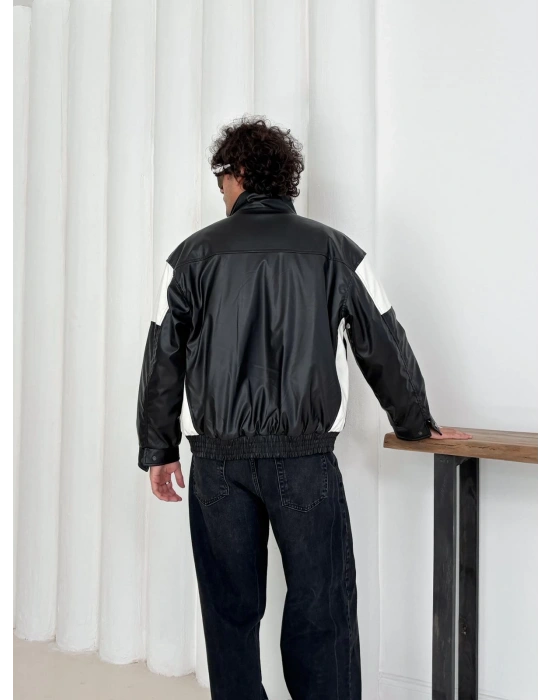 ŞİMŞEK OVERSİZE DERİ CEKET SİYAH