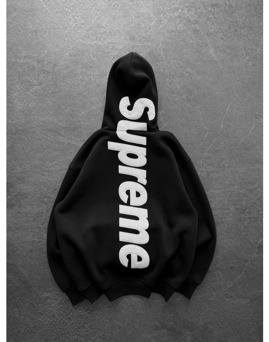 SIRT FUL SUP 3 İPLİK PAMUKLU KUMAŞ SWEAT SİYAH