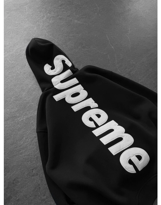 SIRT FUL SUP 3 İPLİK PAMUKLU KUMAŞ SWEAT SİYAH