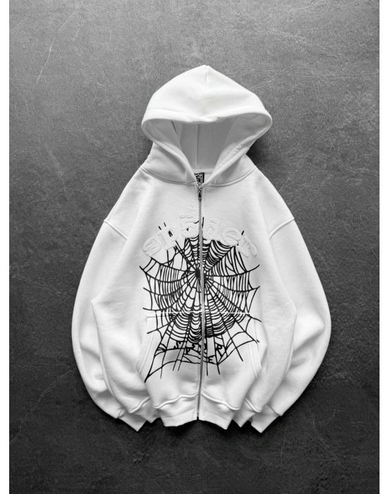 SPIDER OVERSİZE HIRKA BEYAZ