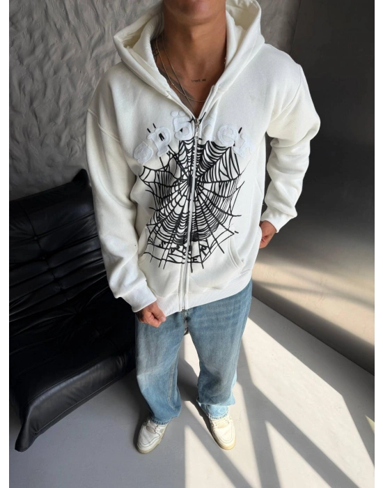 SPIDER OVERSİZE HIRKA BEYAZ